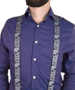 MENS SUSPENDERS BLACK SKULL